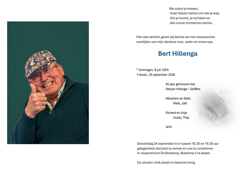 In memoriam: Bert Hillenga